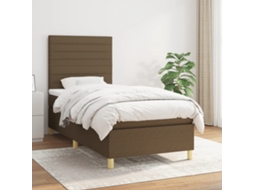 Vidaxl Cama Com Molas/colchão 80x200 Cm Tecido Castanho-escuro