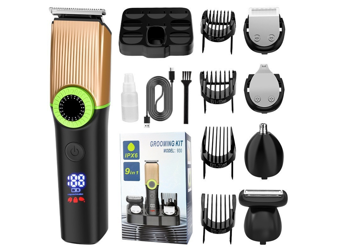 Kit 5 Em 1 Profissional Aparador De Cabelo E Barba Com Lcd para Corpo E Nariz Preto Hexinyigjly