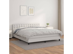 Vidaxl Cama Com Molas/colchão 180x200 Cm Couro Artificial Branco