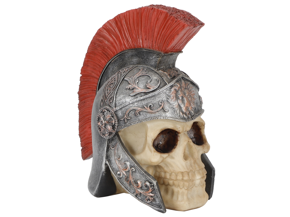 Estátua Caveira Soldado Resina Decoração Mesa