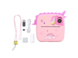 Walshlxq câmera Digital Infantil Brinquedo Hd com Impressão Instantânea e Selfie, Design Bonito e Cartoon, Cor Rosa para Crianças
