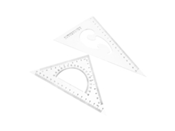 Réguas triangulares eletrogalvanizadas em plástico resistente para estudantes, conjunto de 2 unidades, para desenho preciso.