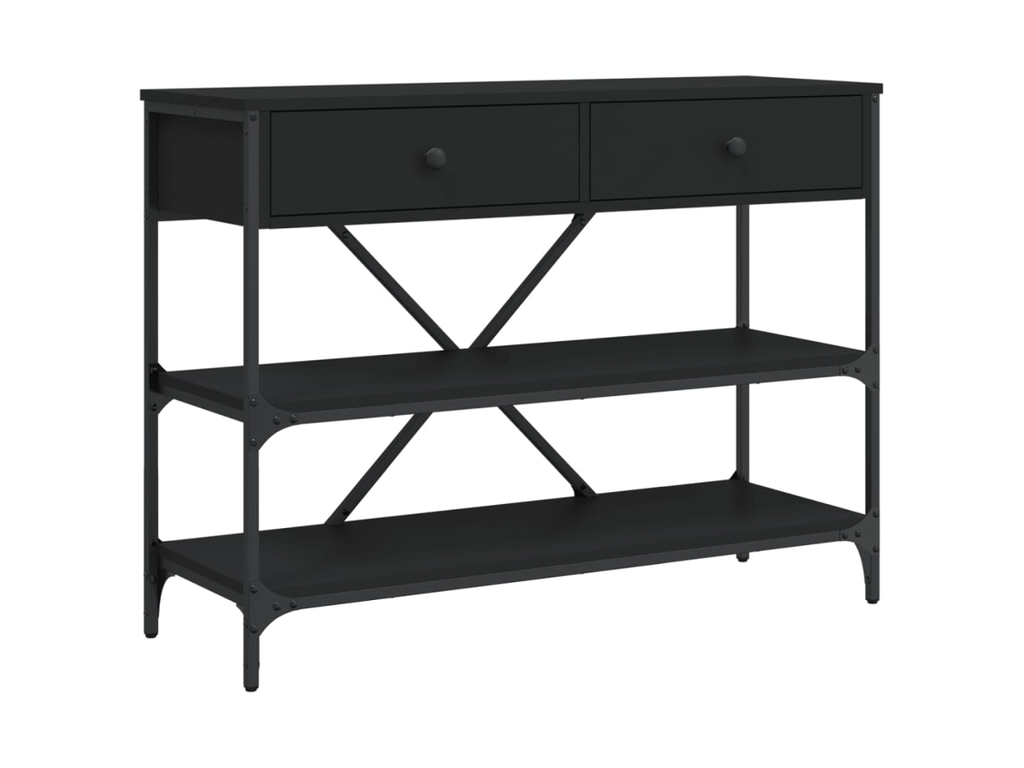 Mesa Consola com Gavetas e Prateleiras Derivados de Madeira Preto MAISON EXCLUSIVE