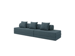 Sofá Modular 3+2 Lugares Convertível Veludo Regular Azul Escuro SKOFFA