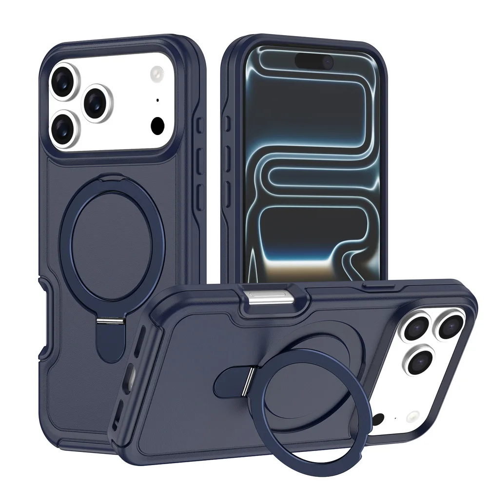 (contrato Azul 15pro) Capa Protetora 2 Em 1 Resistente Com Suporte Magnético De Metal Magsafe