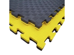 Conjunto 10 Uds De Tatame Profissional 100x100x4 Cm Preto E Amarelo Fitness Tech