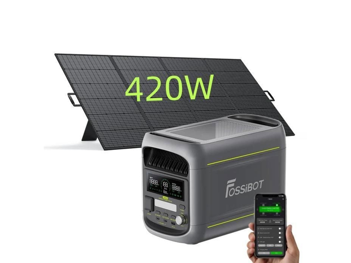 Estação Elétrica Portátil - Fossibot - F1800 - 1024w/1800w - Pacote Solar De 420w - Lifepo4 4000 Ciclos