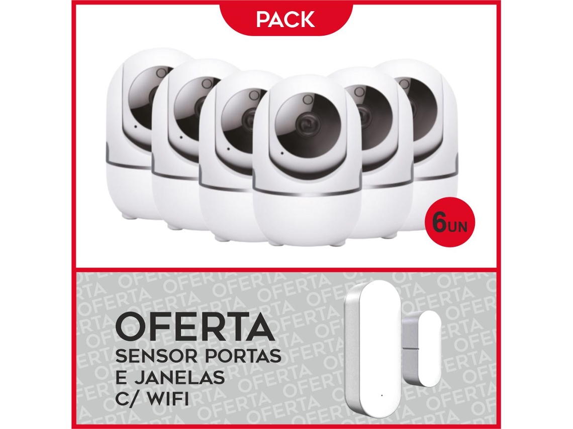 Pack 6 Câmaras Wifi SUPERIOR Ip Rotativas + Sensor Portas