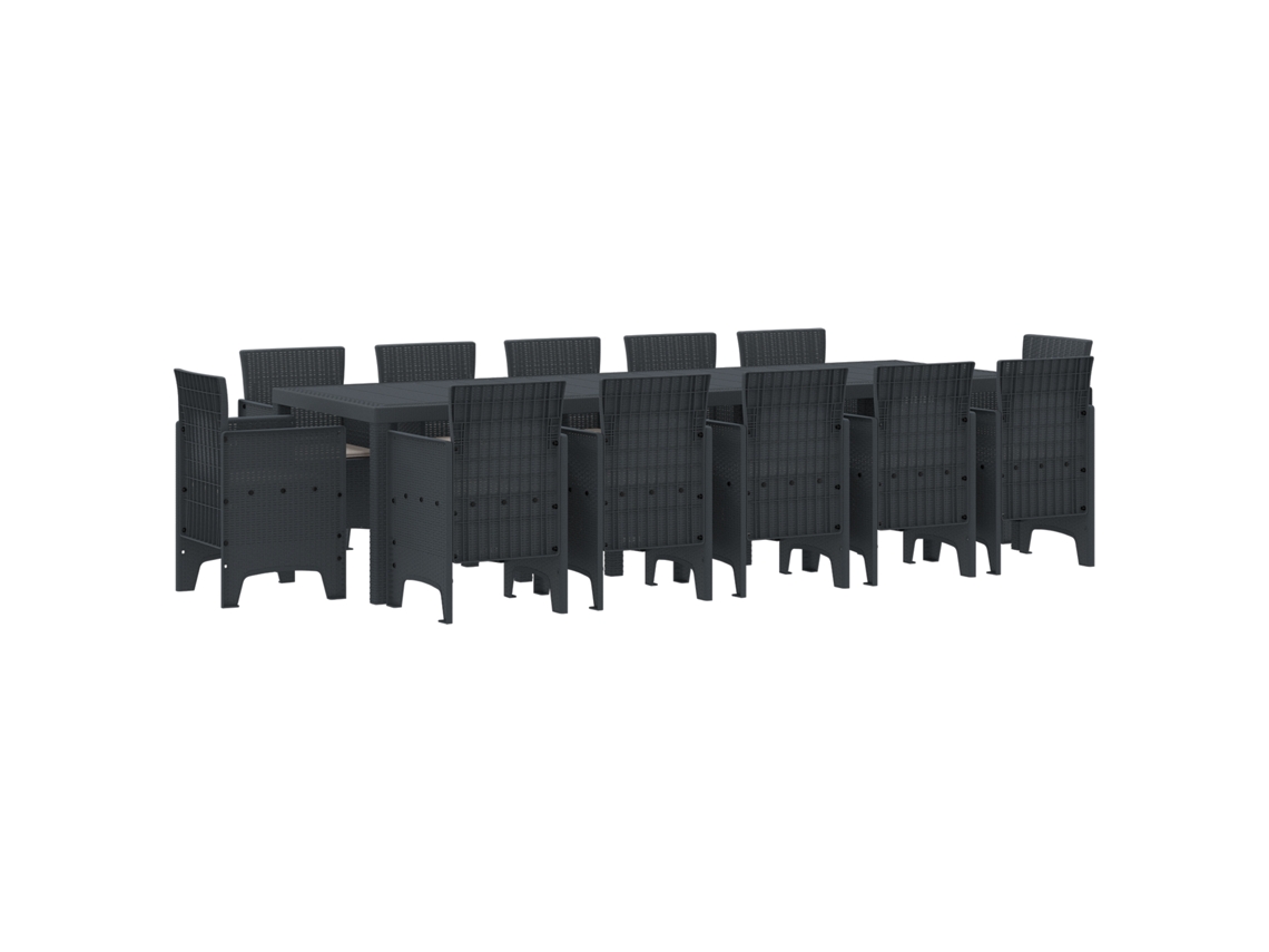 Conjunto 13 Conjunto De Jantar Para Exterior Vidaxl Antracite Polipropileno (300 X 100 X 73 Cm)