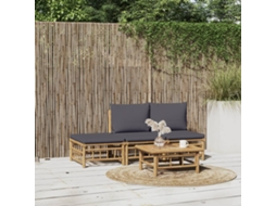 Vidaxl 4pcs Conj. Lounge De Jardim Bambu C/ Almofadões Cinzento-escuro