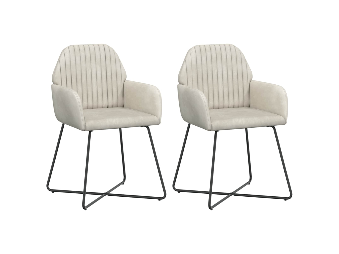 Conjunto 2 Cadeiras De Jantar Vidaxl Creme Veludo (55 X 50 X 84 Cm)