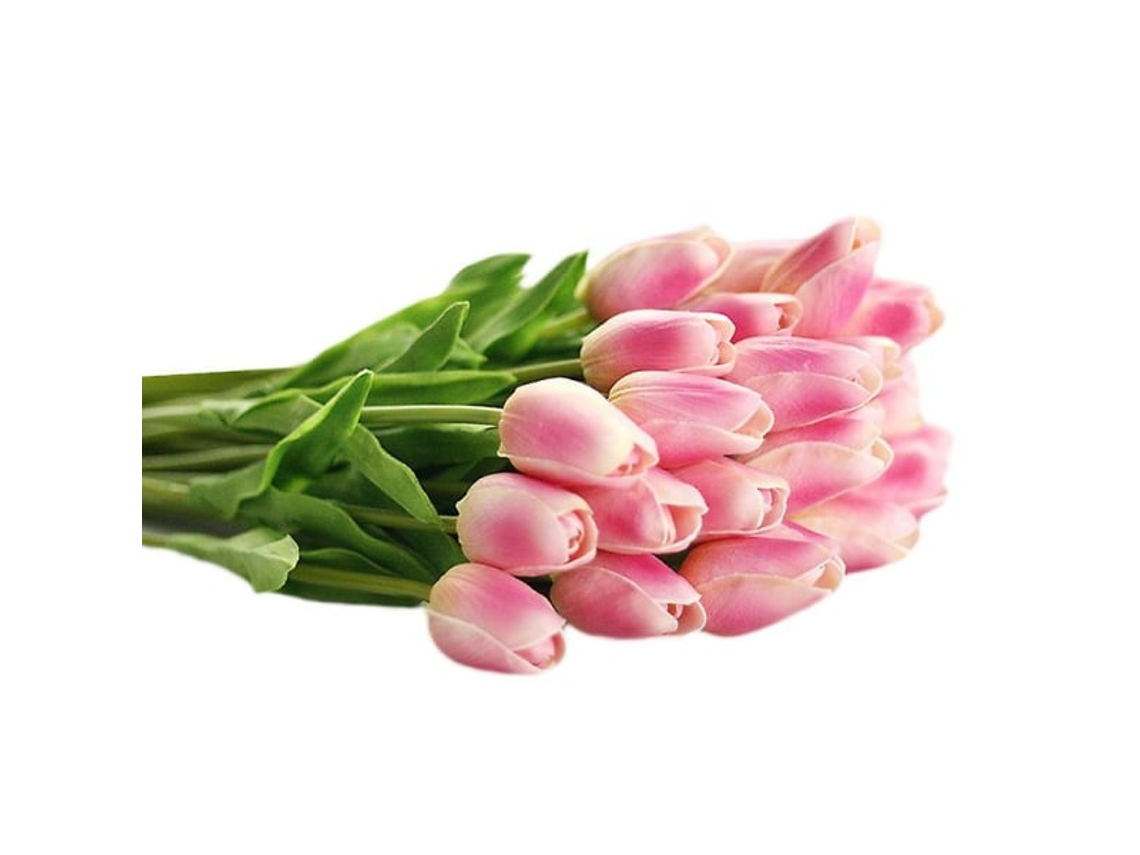 12 Tulipas Artificiais com Toque Realista, Rosa Escuro, 34cm AQUAFORGE