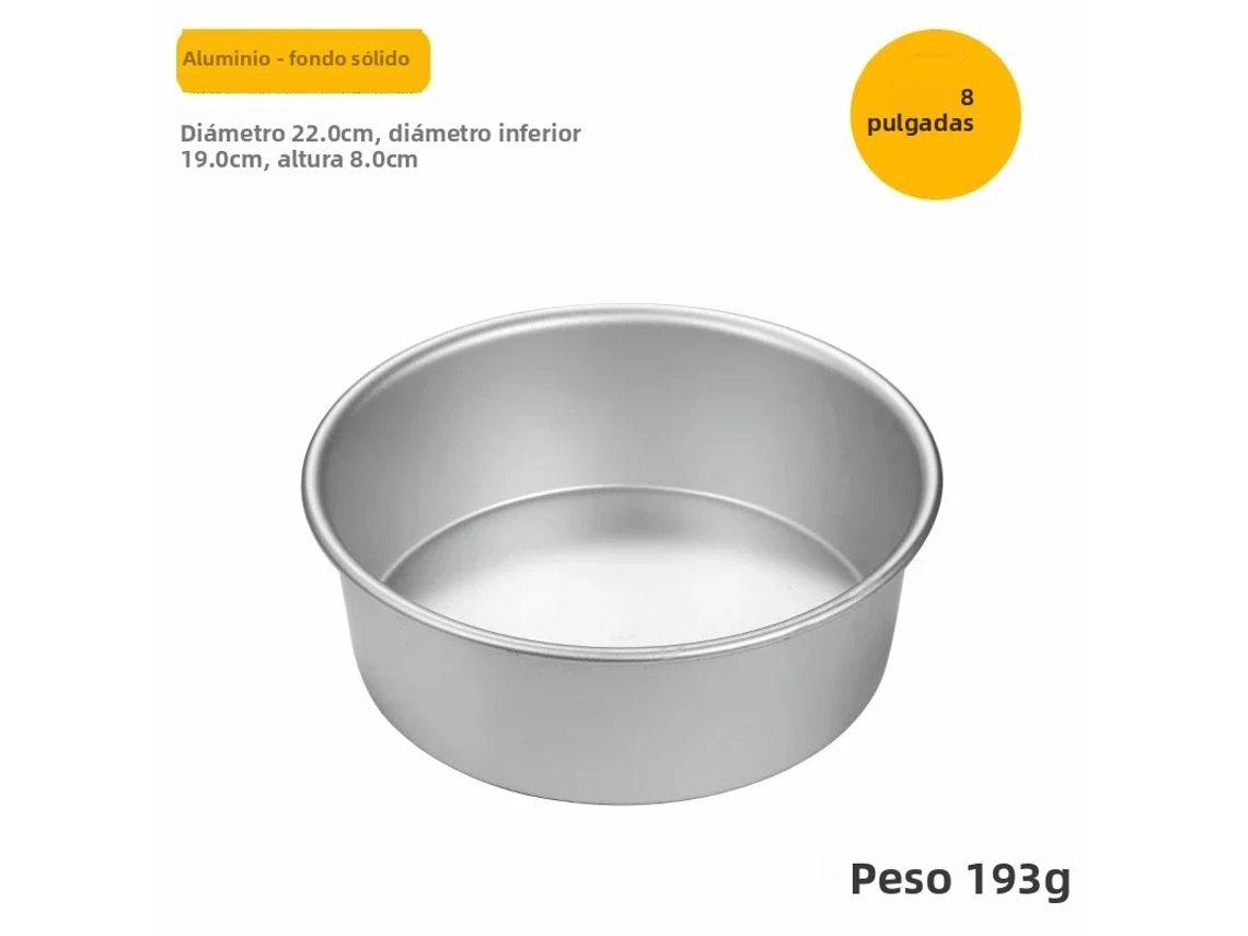 Frigideira Redonda De Alumínio Branco, Com 20 Cm (8 Polegadas) De Diâmetro E Fundo Resistente.