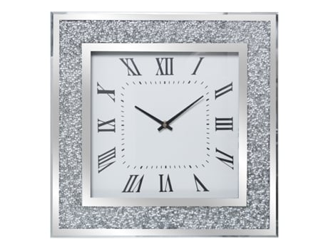 Relógio de Parede com Espelho e Detalhes Brilhantes, 40x40cm