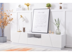 Móvel de TV Escandinavo 170 cm em MDF com 2 Portas, 1 Gaveta e 1 Compartimento, Estilo Contemporâneo, Branco