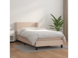 Cama Com Molas/colchão 90x190 Cm Couro Artificial Cappuccino