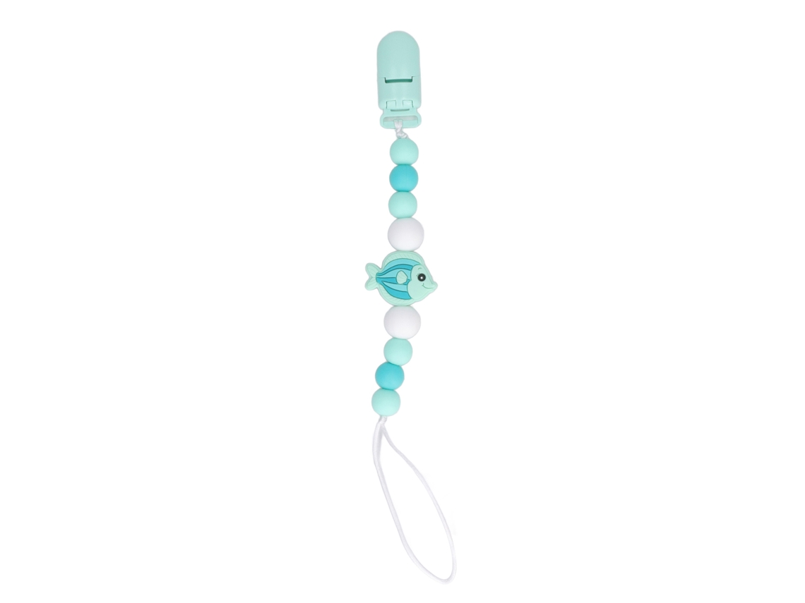 Mali suporte de Chupeta Silicone Grau Alimentar Flexível Universal para Bebês Menino Menina Azul Lagoa