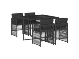 Conjunto de 5 Jantar para Jardim com Almofadões Vime Pe Preto MAISON EXCLUSIVE