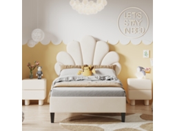 Base 90x200 Infantil Veludo Bege Floral VOLTEDGE