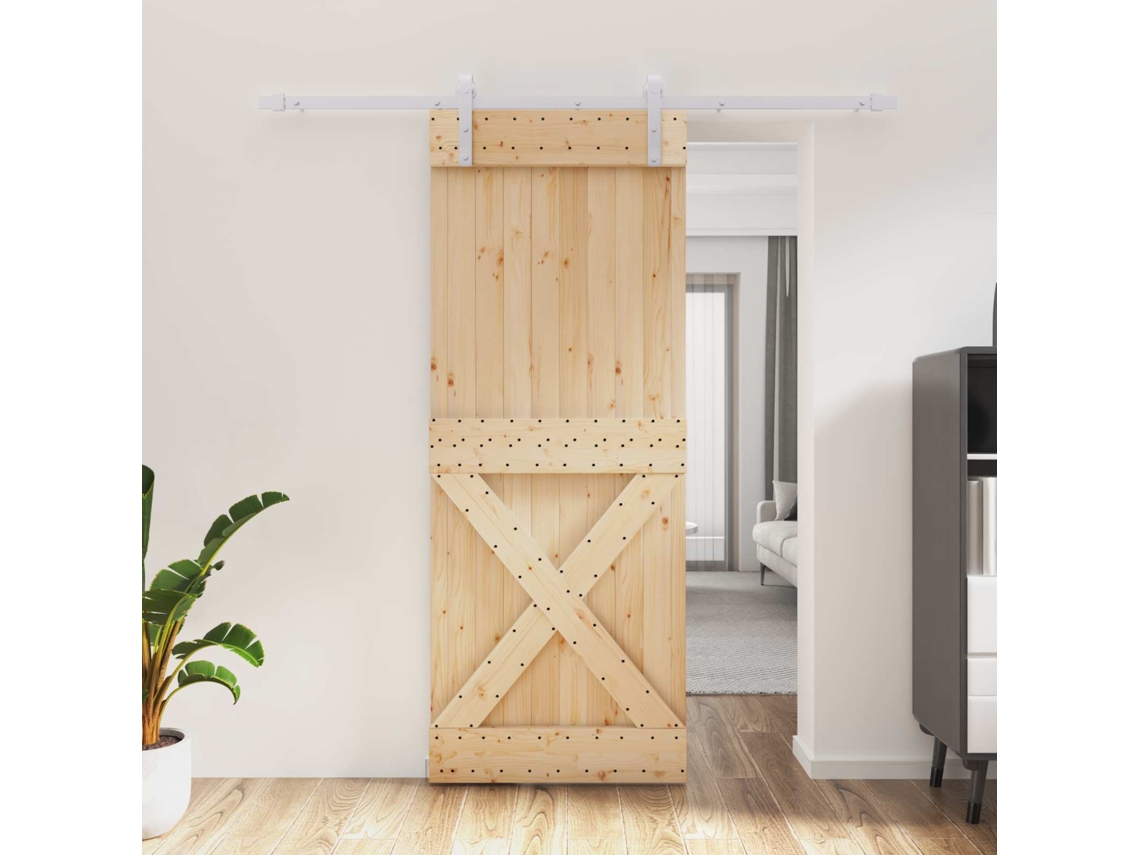 Vidaxl Porta Deslizante Natural E Branco 80 X 210 Cm