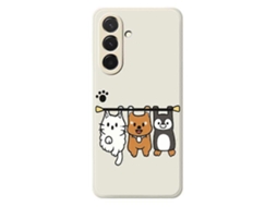 Capa Traseira De Tpu Com Borda Reta E Estampa De Três Bonecos De Animais Para Samsung Galaxy A36 5g, Bege