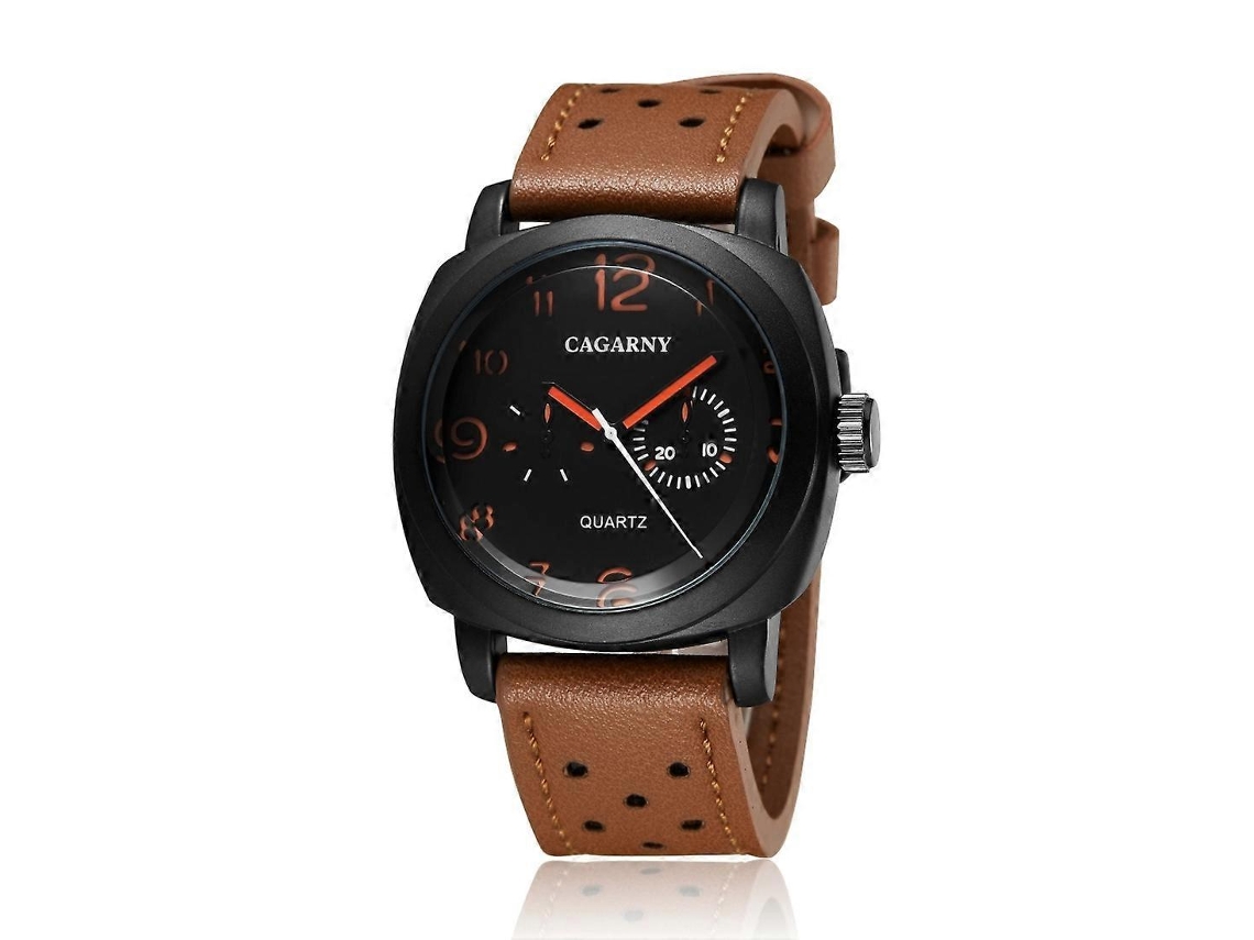 Relógio De Pulso Esportivo Cagarny 6833, Elegante, Com Cinco Ponteiros E Pulseira De Couro Para Homens.
