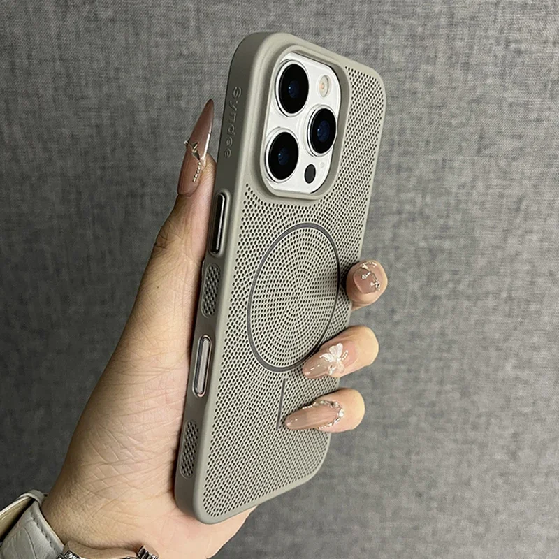 Capa De Celular Com Resfriamento Em Malha, Ultrafina E Rígida Em Policarbonato (para Iphone 14 Pro Max, Cor Cinza).