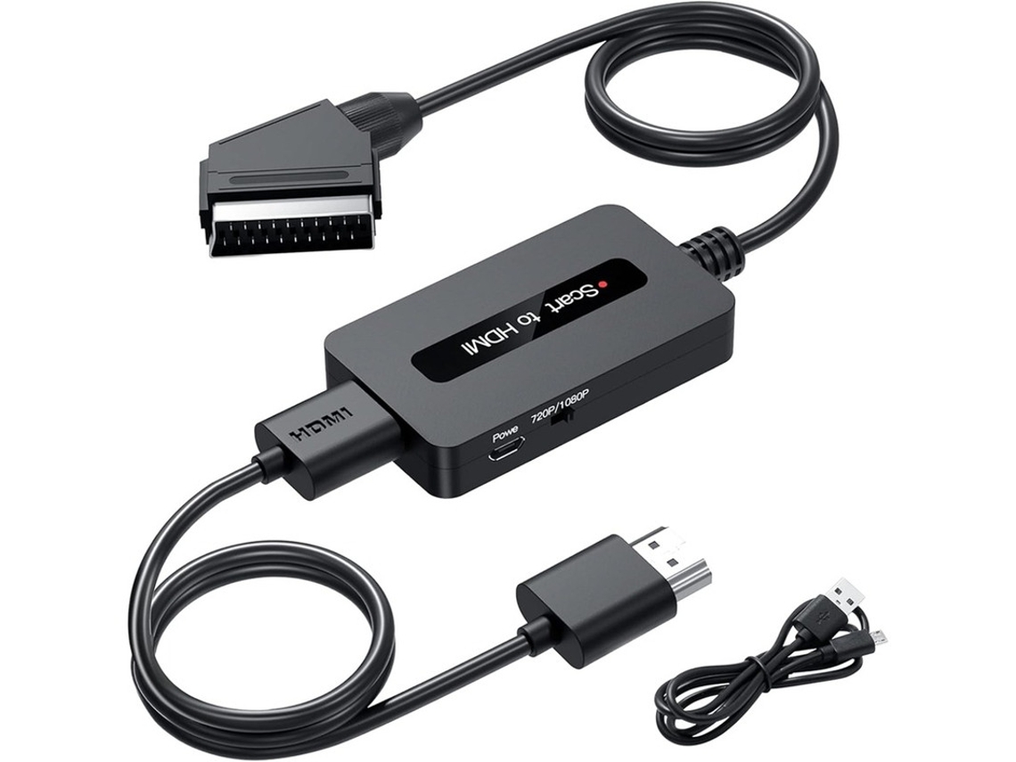 1080p Scart Para Hdmi Adaptador Conversor Com Cabos Scart E Hdmi Incluídos Compatível Ps3, Xbox, Wii, Sky, Dvd, Stb Pal/ntsc, Plug Play Yizhood