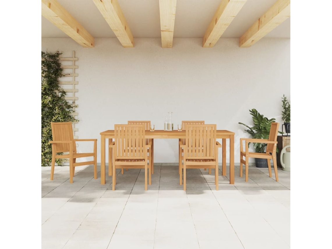 Conjunto Jantar Para Jardim 7 Peças Madeira De Teca Sólida Dkd Home Decor