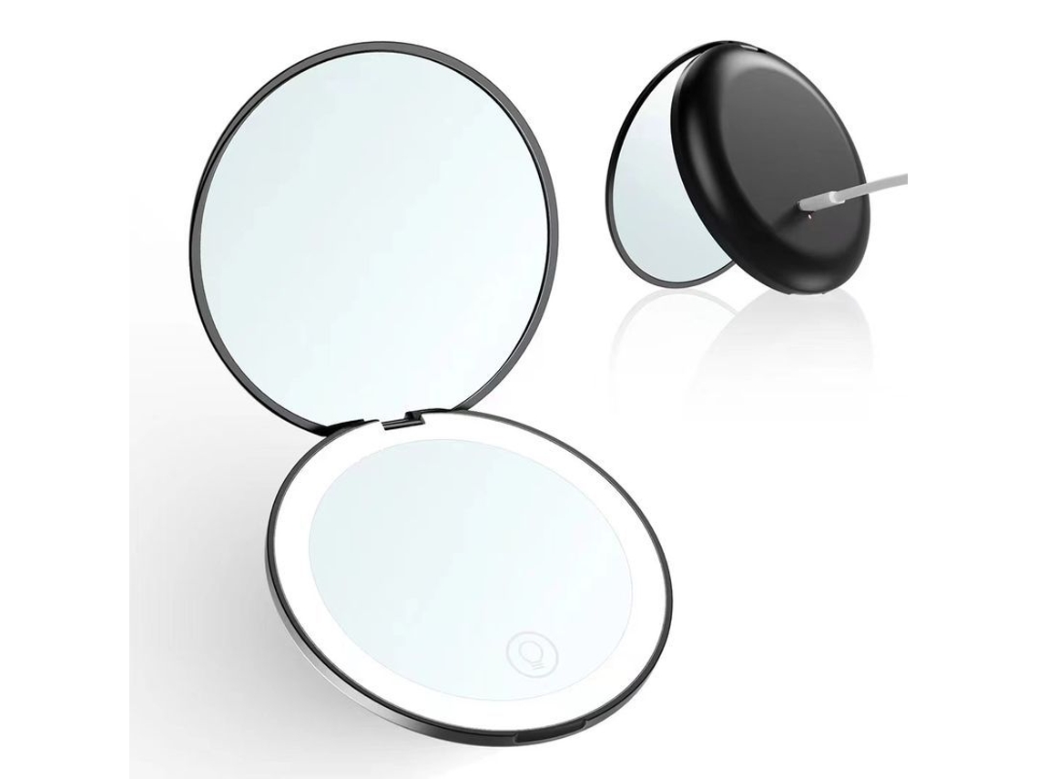 Nova Line espelho Compacto Recarregável de Bolso 3.5" com Led, 1x/10x, Interruptor Magnético, Leve para Mulheres