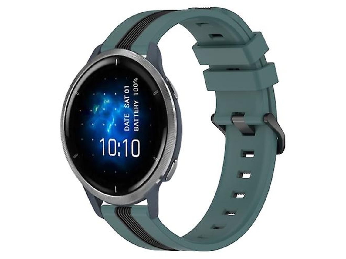 Bracelete para Garmin Venu 2 22Mm Faixa de Relógio de Silicone Vertical de Duas Cores Verde-Preto VENISYMLIS