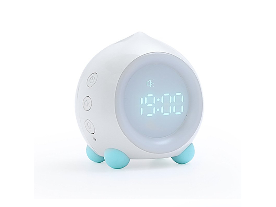 Coluna Bluetooth Relógio Despertador Digital Portátil com Luz Led Carregamento Usb Altifalante Infantil Relógio Snooze White