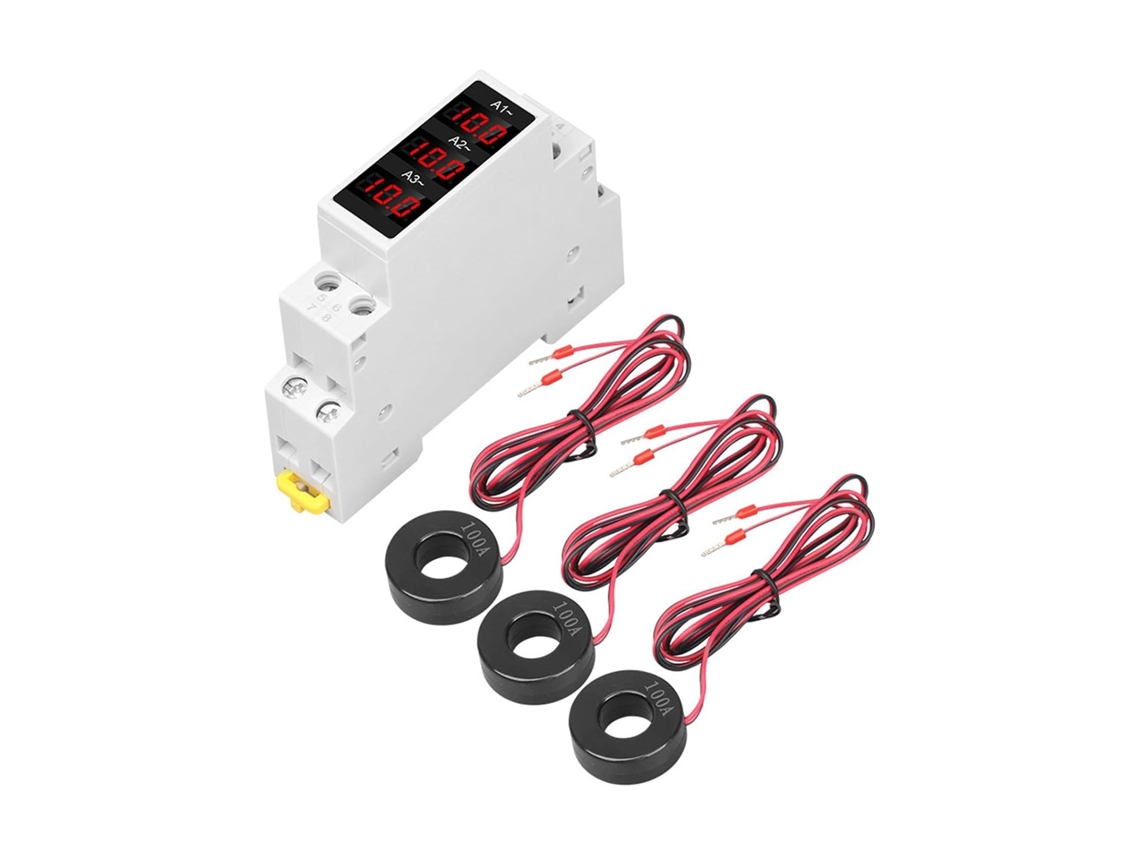 Medidor De Amperagem Modular Trifásico Para Trilhos Din Ac80v 500v