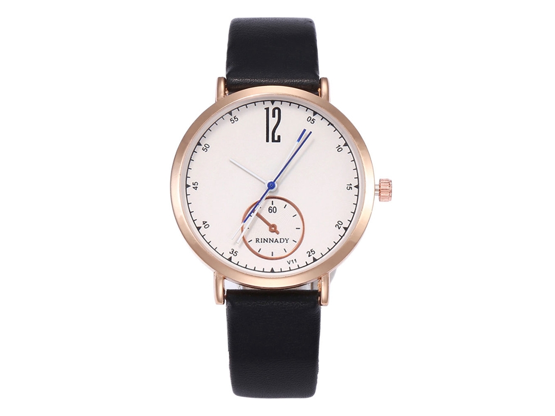 Reloj De Pareja Unisex Con Correa De Cuero Pu Números Árabes Quartz Zhoulianfa Negro