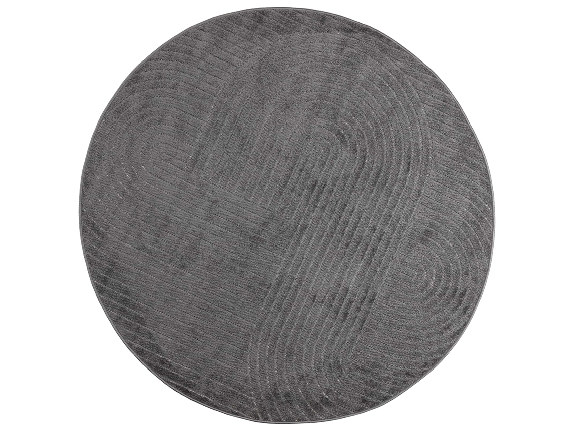 Vidaxl Tapetes De Área Redondo Palmeras Antracite Ø 120 Cm Poliéster