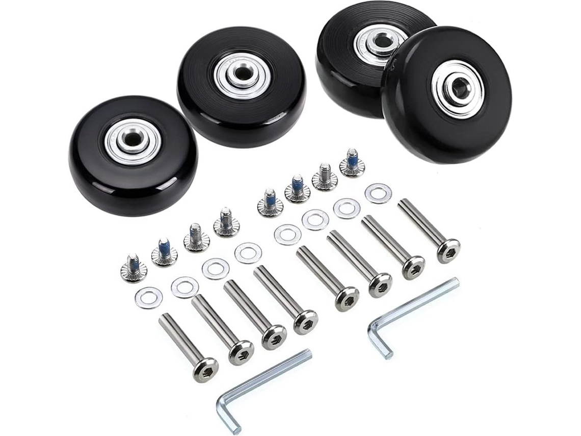 Rodas de Reposição para Malas, 4 Peças, de Borracha, Kit de Reparo Preto AQUAFORGE