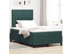 Vidaxl Cama Box Spring Led Verde Escuro 120 X 200 Cm Veludo