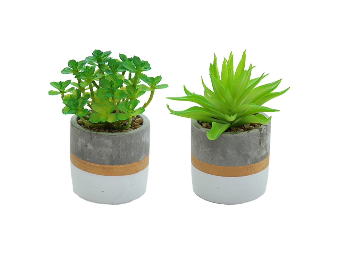 2 Peças de Mini Suculentas Simuladas em Vaso Ornamentos Criativos de Moda Plantas Artificiais NEVEANCE
