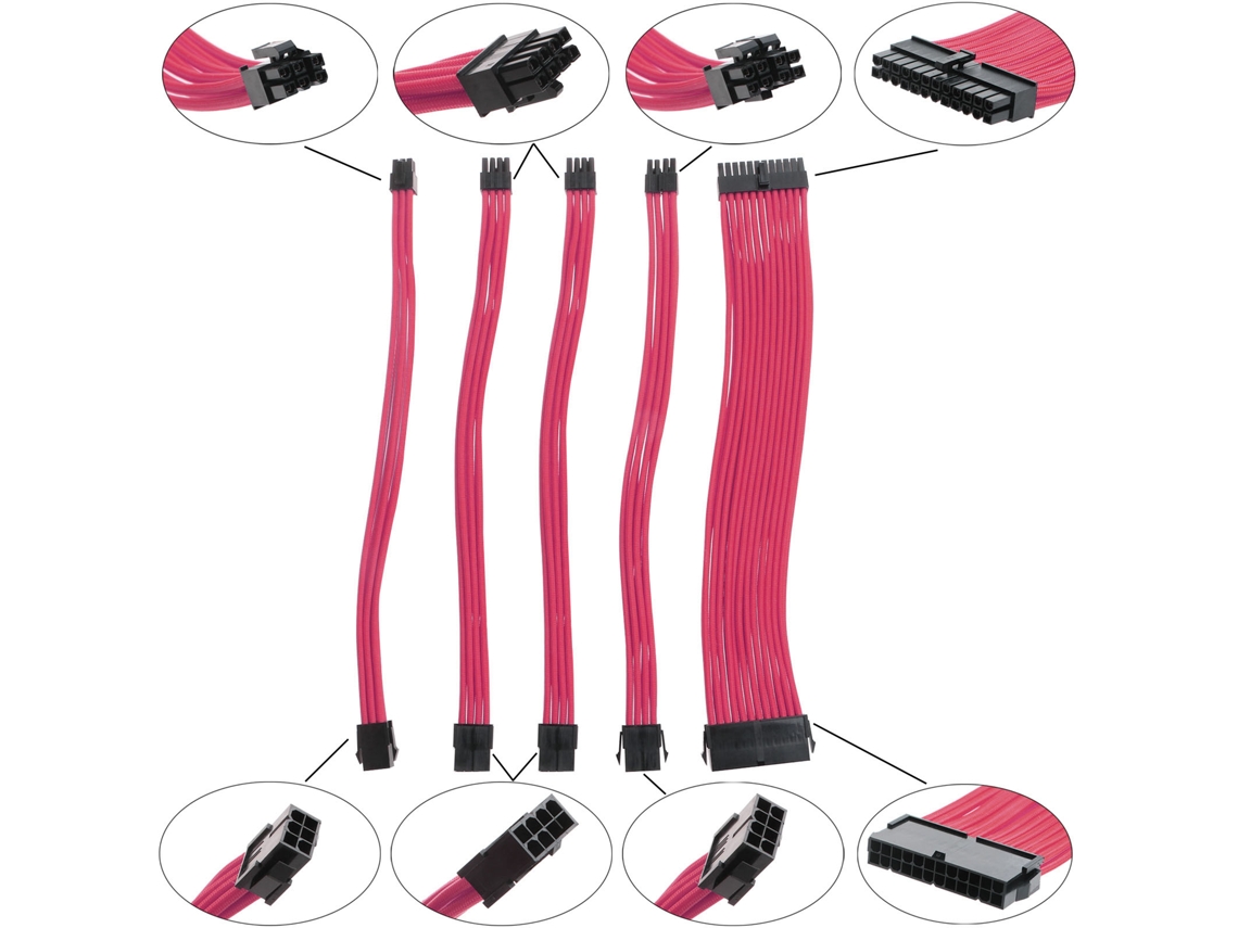 5 St 18awg Nylon Sleeved Psu Power Atx 24pin / 8p Eps Pci E 8pin / 6p Pci E Set 30cm Cabo Slowmoose (44p)
