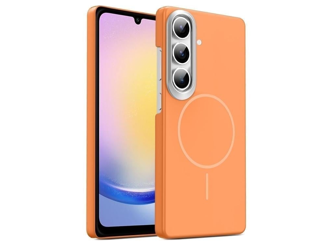 Capa Para Samsung Galaxy A25 5g Fina Circular Magsafe À Prova De Choque Dourada Em Policarbonato Laranja