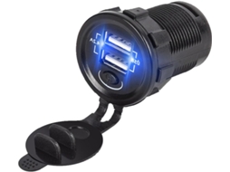 Carregador Veicular Usb Duplo Para Pc Com Interruptor, Preto.