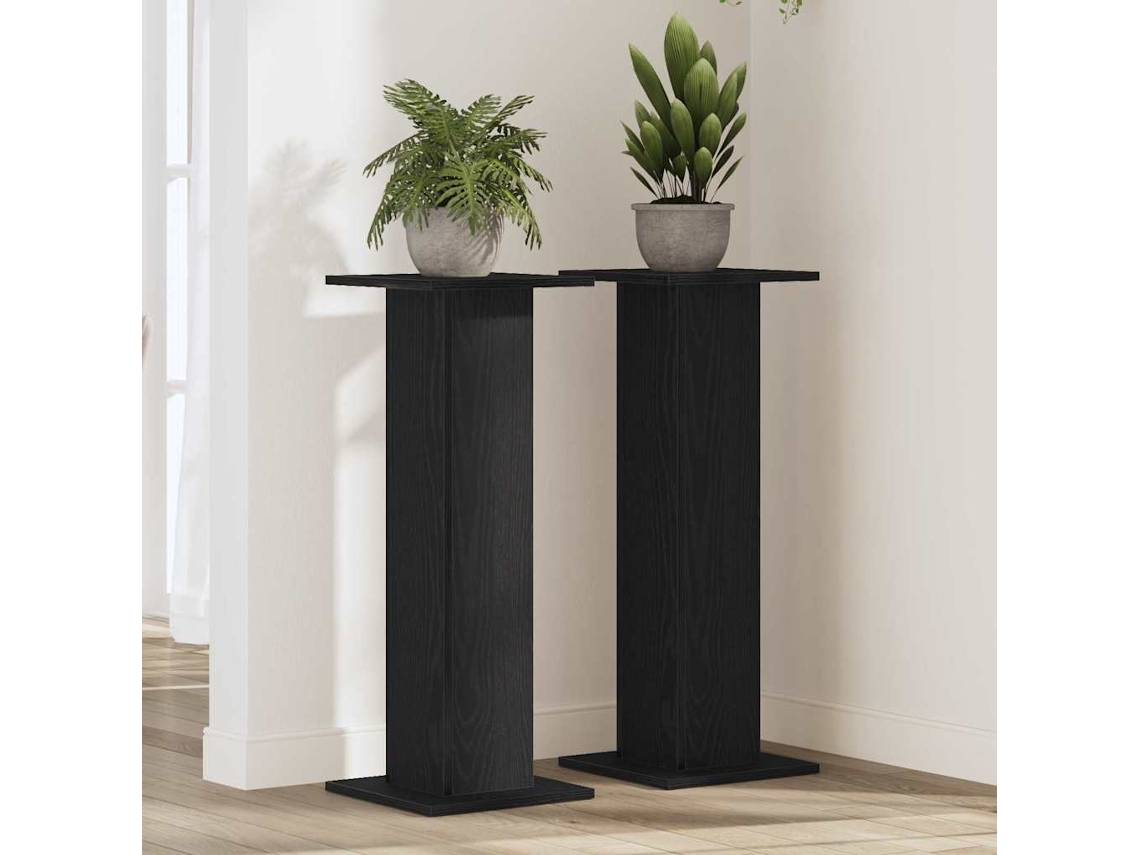 Vidaxl Suporte Para Plantas 2 Unid. Carvalho Preto 30 X 30 X 80 Cm