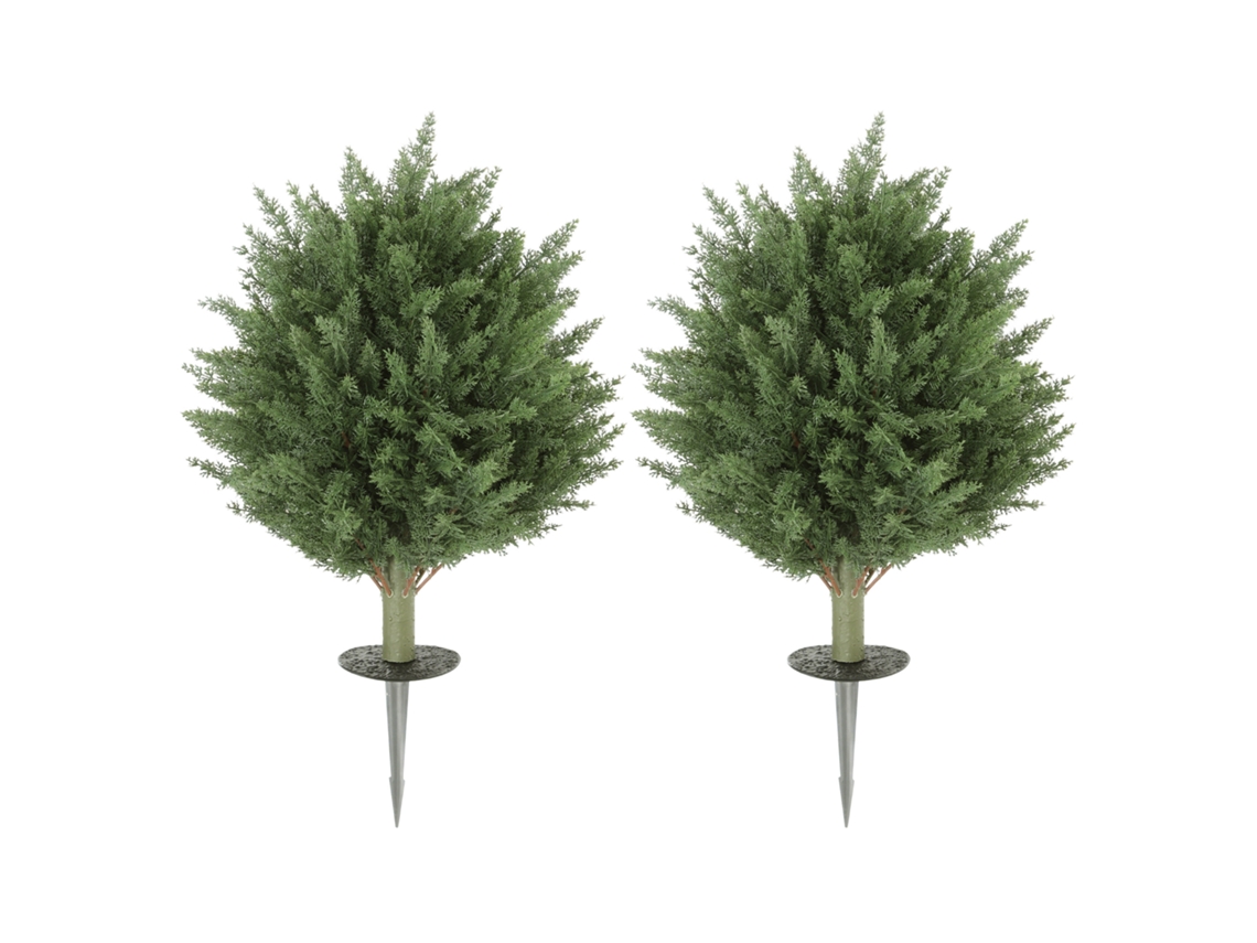 Conjunto De 2 Plantas Artificiais, Cipreste Vegetal Artificial Resistente Aos Raios Uv Com 387 Folhas E Espiga No Solo, Ø40 X 60h Cm, Verde