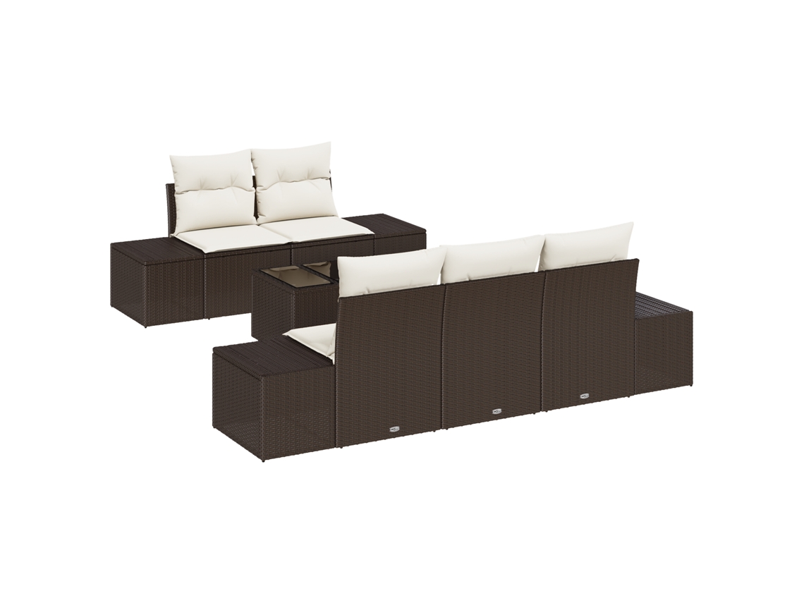 Conjunto De Sofá De Jardim Vidaxl Castanho Vime Pe (55 X 55 X 37 Cm)