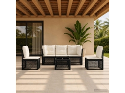 Vidaxl Conjunto De Sofá De Jardim 6 Unid. Preto Vime Pe