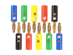 Par de Plugues Banana YURU 4mm U54 Dourado com Parafusos Fixos em Diversas Cores