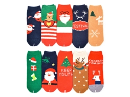 10 Pares De Meias De Natal Femininas, Meias Macias E Felpudas Com Estampa De Alce E Papai Noel, Meias De Inverno Quentes E Felpudas. Loja Olysi