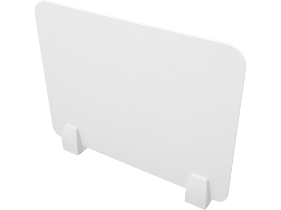 Divisória de mesa em PVC branco, conjunto com 1 unidade, para maior privacidade.