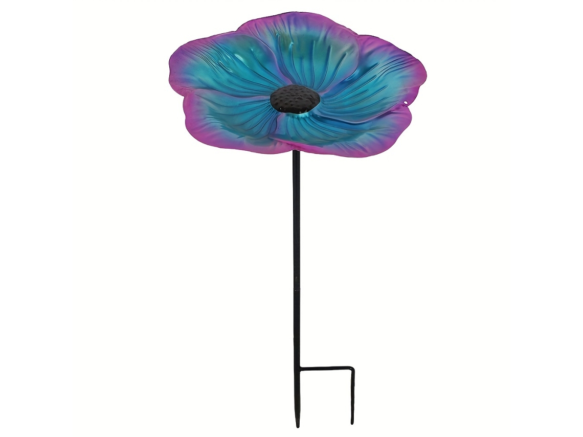 Banho De Pássaros Eifson, Com Estaca, Design Em Forma De Flor, 25cm, Roxo-azul