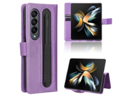 Capa De Couro Com Textura De Diamante Para Samsung Galaxy Z Fold4 5g